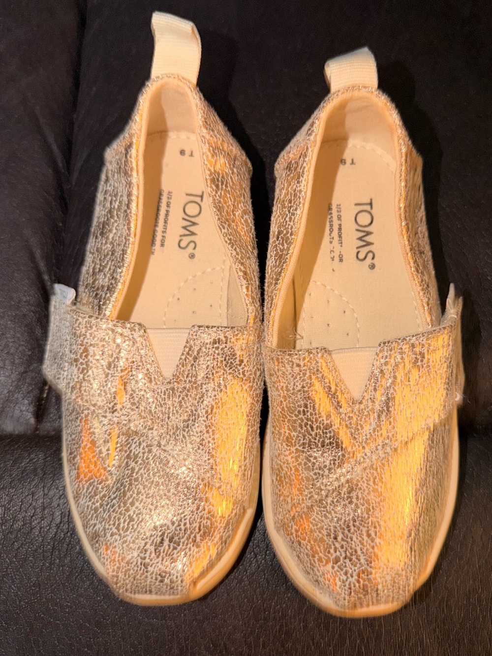TOMS Kids Metallic Rose Gold Slip-On Sneakers